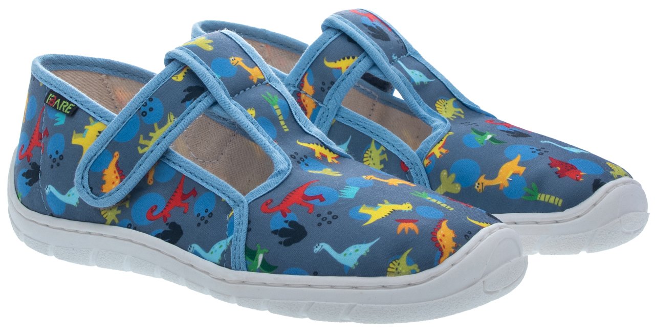 Fare BARE Hausschuhe Slippers Dino Blau